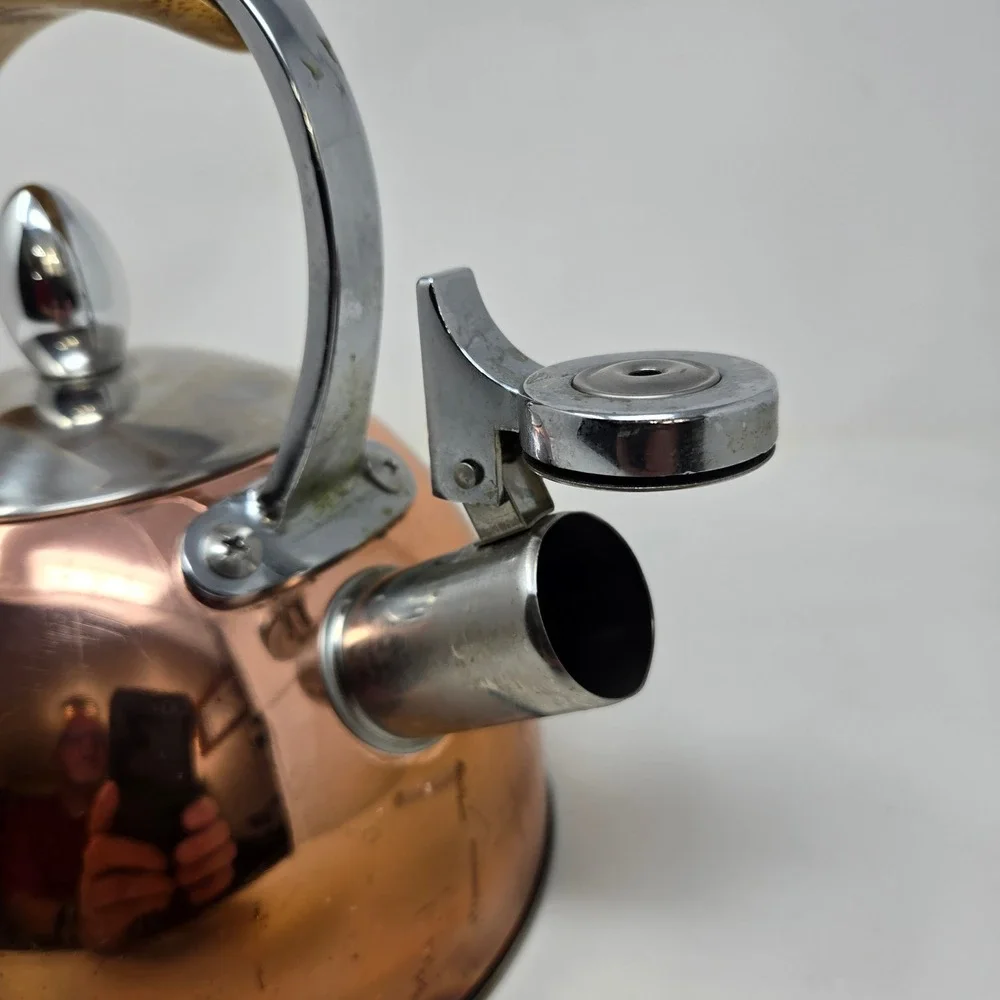 Pinky Up‎ Presley Copper Tea Kettle Stovetop Whistling Water Pot Wood Handle